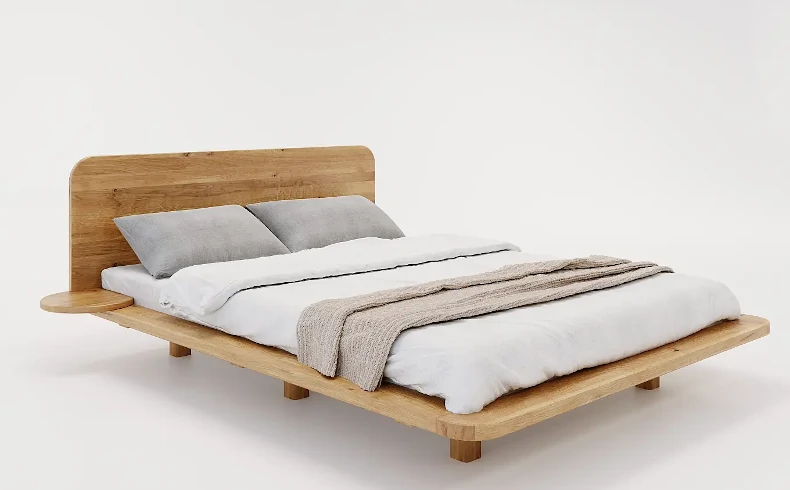 Drewniane łóżko dębowe JAPANDIC w stylu japandi