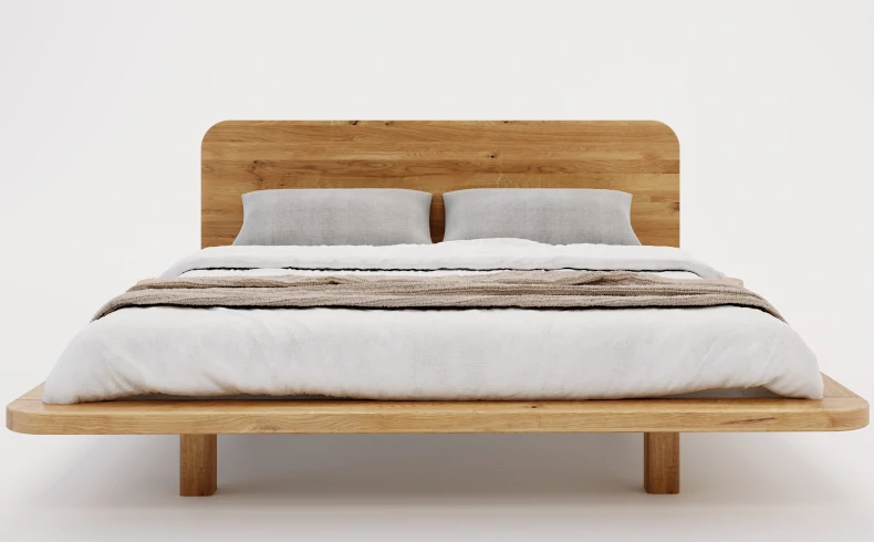 Łóżko Skandica Japandic do sypialni z drewna dębowego w stylu japandi