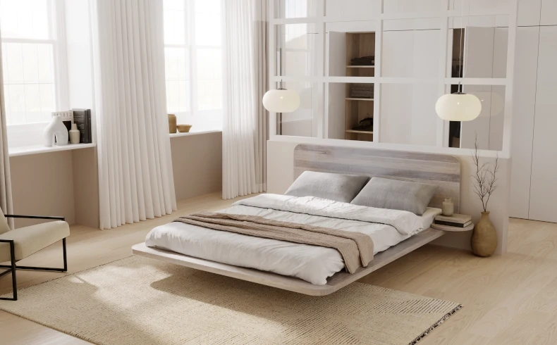 Dębowe łóżko ze stelażem zagęszczonym Skandica JAPANDIC