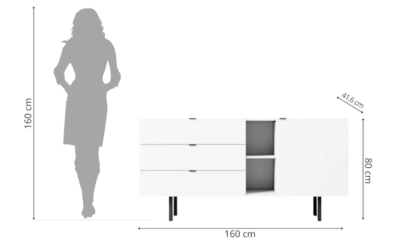 Minimalistyczna biała komoda do salonu