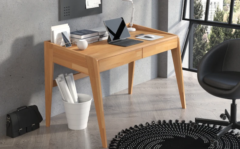 Drewniane biurko z szufladami w skandynawski stylu