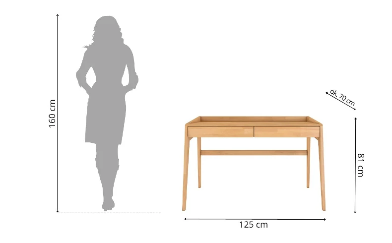 Solidne drewniane biurko z szufladkami