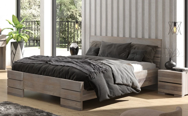 Solidne drewniane łóżko Visby