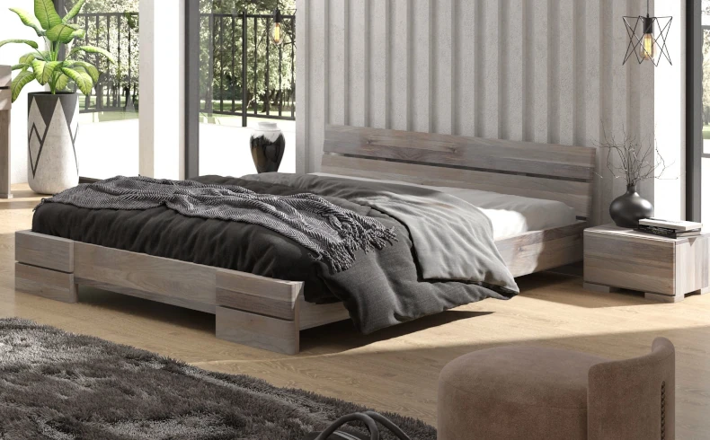 Wygodne łóżko z drewna dębowego