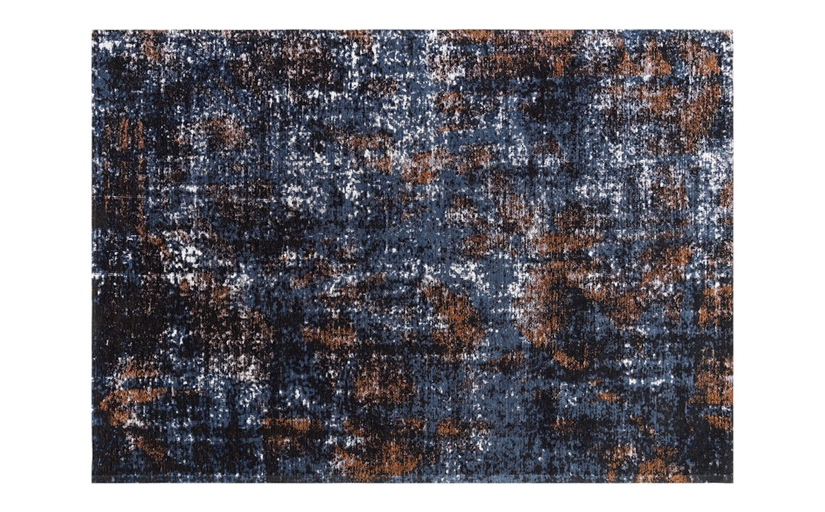 Prostokątny dywan w odcieniach niebieskiego i rudego