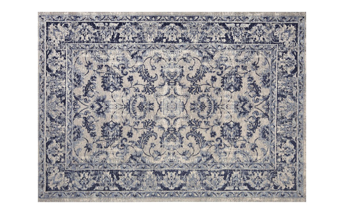 Prostokątny dywan w odcieniach niebieskiego i beżu