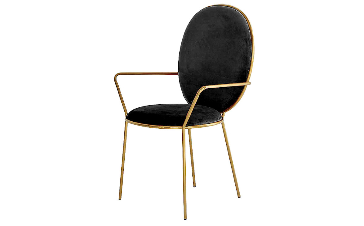 Tapicerowane krzesło glamour w czarnym kolorze