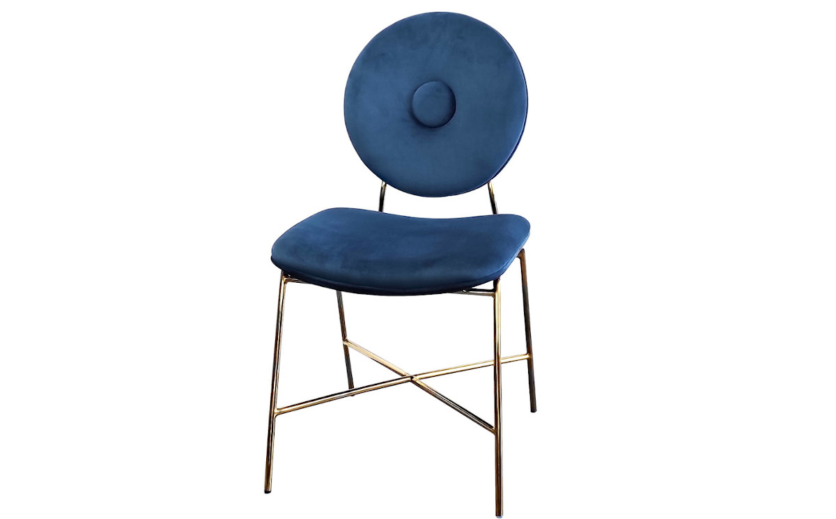 Tapicerowane krzesło glamour w granatowym kolorze