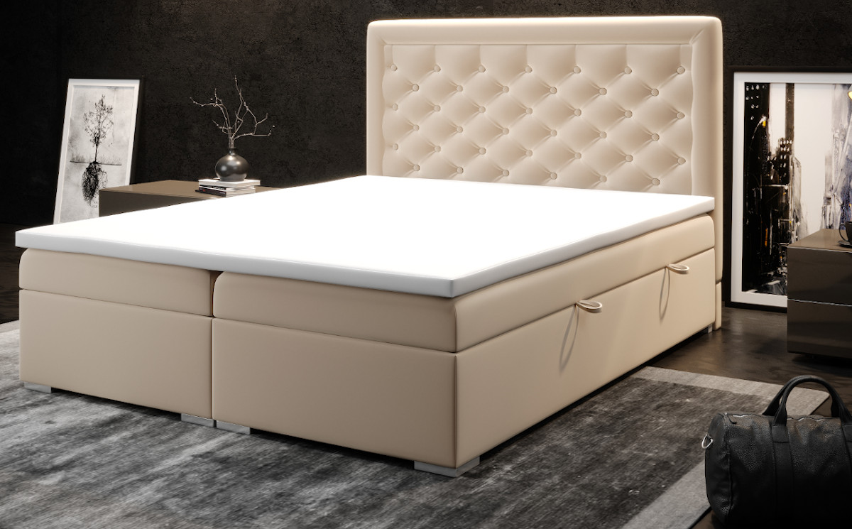 Eleganckie łóżko kontynentalne z pikowanym zagłówkiem
