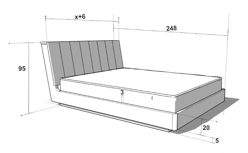 Drewniane łóżko z pochylonym zagłówkiem