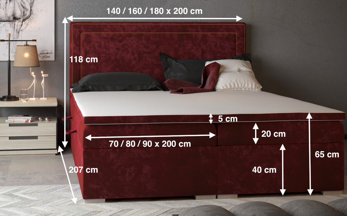 Łóżko kontynentalne w kilku rozmiarach do wyboru