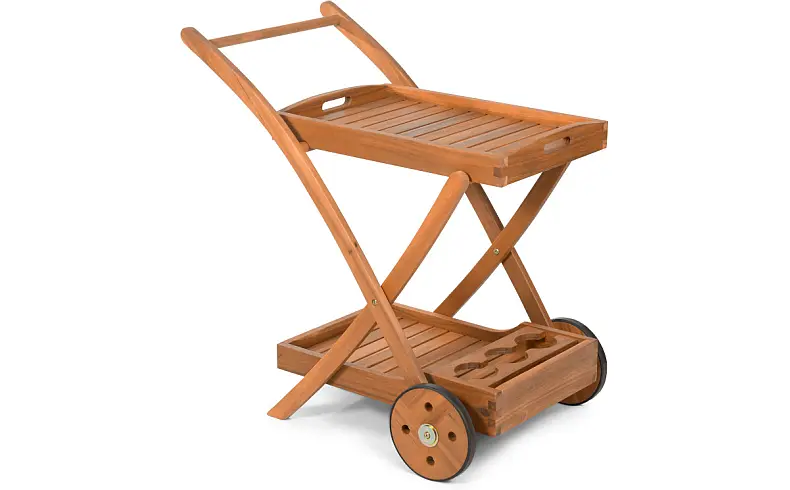 Funkcjonalny wózek ogrodowy z drewna