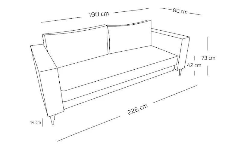 Rozkładana sofa z pojemnikiem na pościel