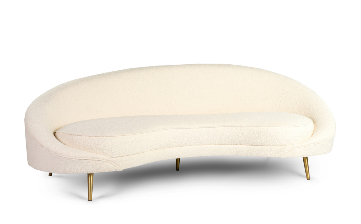 Biała sofa w kształcie nerki
