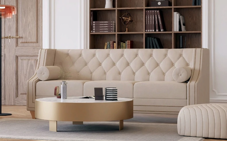 Klasyczna pikowana sofa do salonu