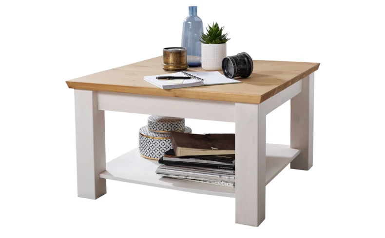 Biały stolik z drewna do salonu