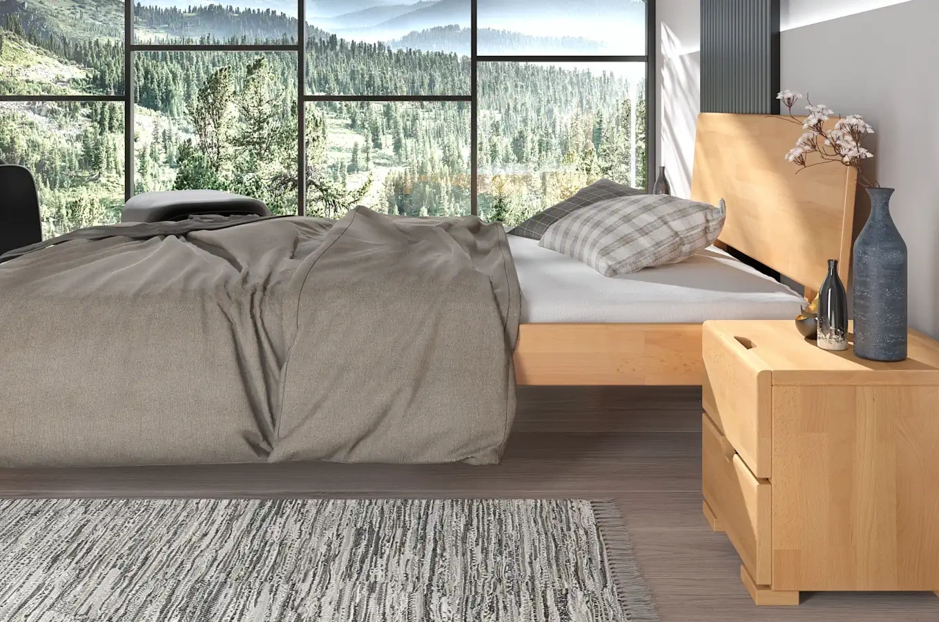 Wysyłka w 48h! Łóżko drewniane bukowe Visby AMMER / 90x200 cm, kolor naturalny