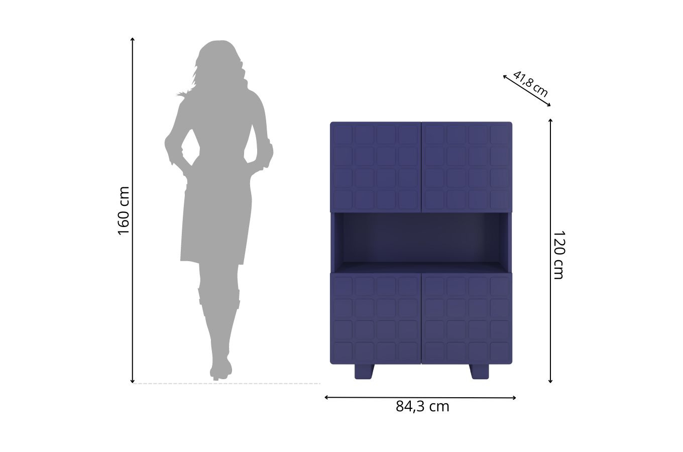 Nowoczesna komoda z frontami 3D Skandica CUBO HIGH / kolor granat szlachetny / szer. 85 cm