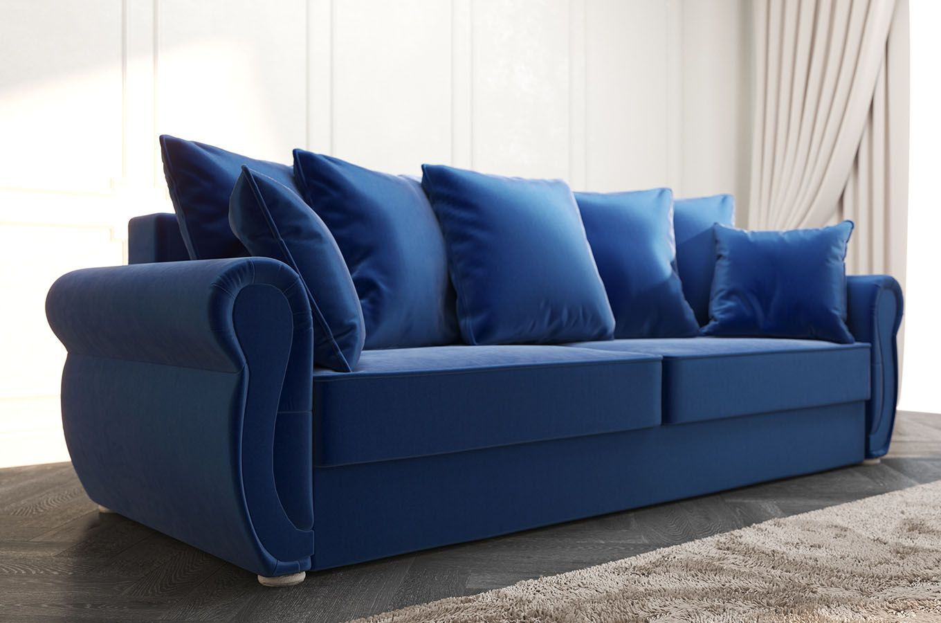 Elegancka 3-osobowa sofa BONA w angielskim stylu z funkcją spania i pojemnikiem na pościel