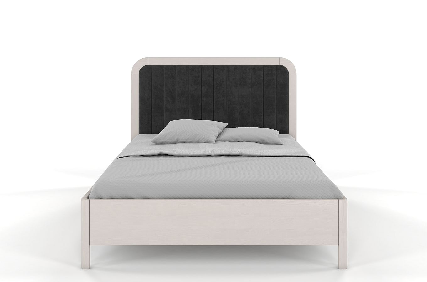 Tapicerowane łóżko drewniane sosnowe Visby MODENA BC z wysokim zagłówkiem (skrzynia na pościel)