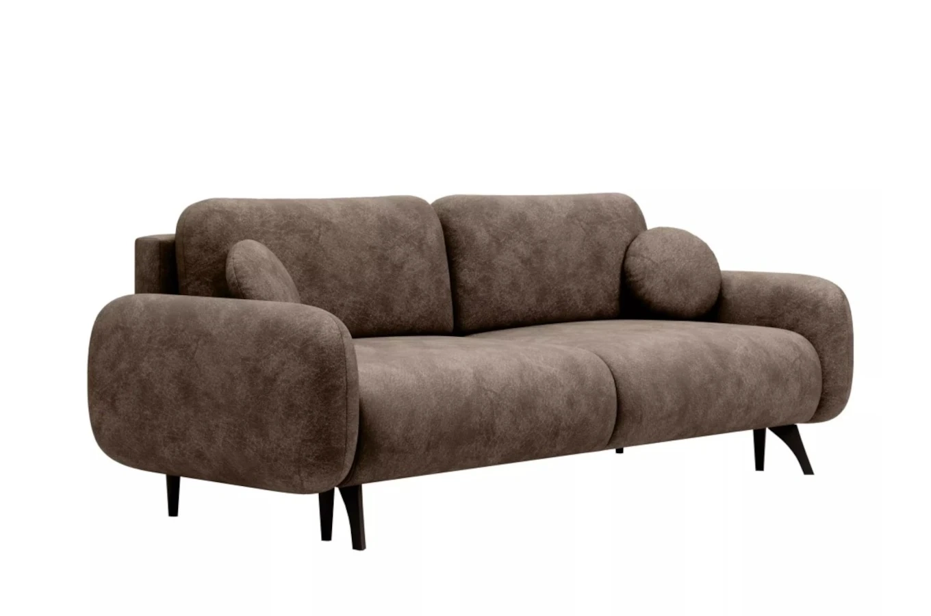 Nowoczesna sofa o obłym kształcie MOMO z funkcją spania i pojemnikiem na pościel / szerokość 222 cm