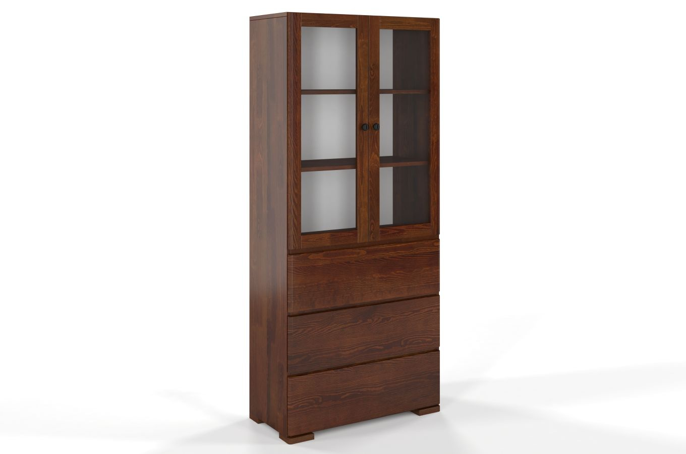 Drewniana sosnowa witryna ze szklanymi drzwiami Visby SANDEMO 3S80 / szer. 80 cm