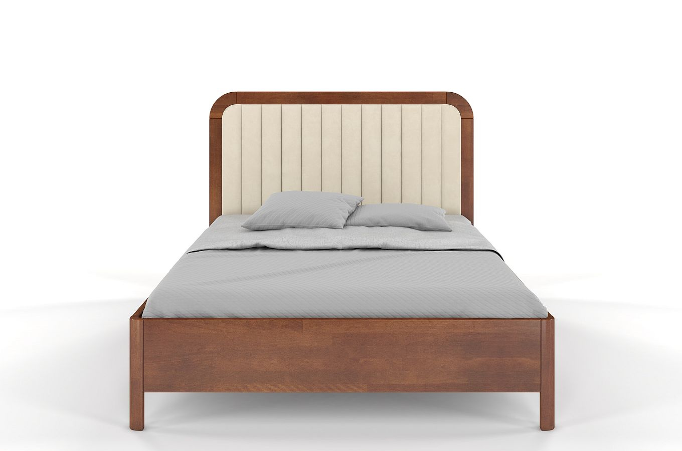 Tapicerowane łóżko drewniane bukowe Visby MODENA z wysokim zagłówkiem