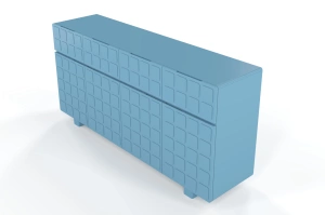 Nowoczesna komoda z frontami 3D Skandica CUBO LONG / kolor pastelowy niebieski / szer. 169 cm