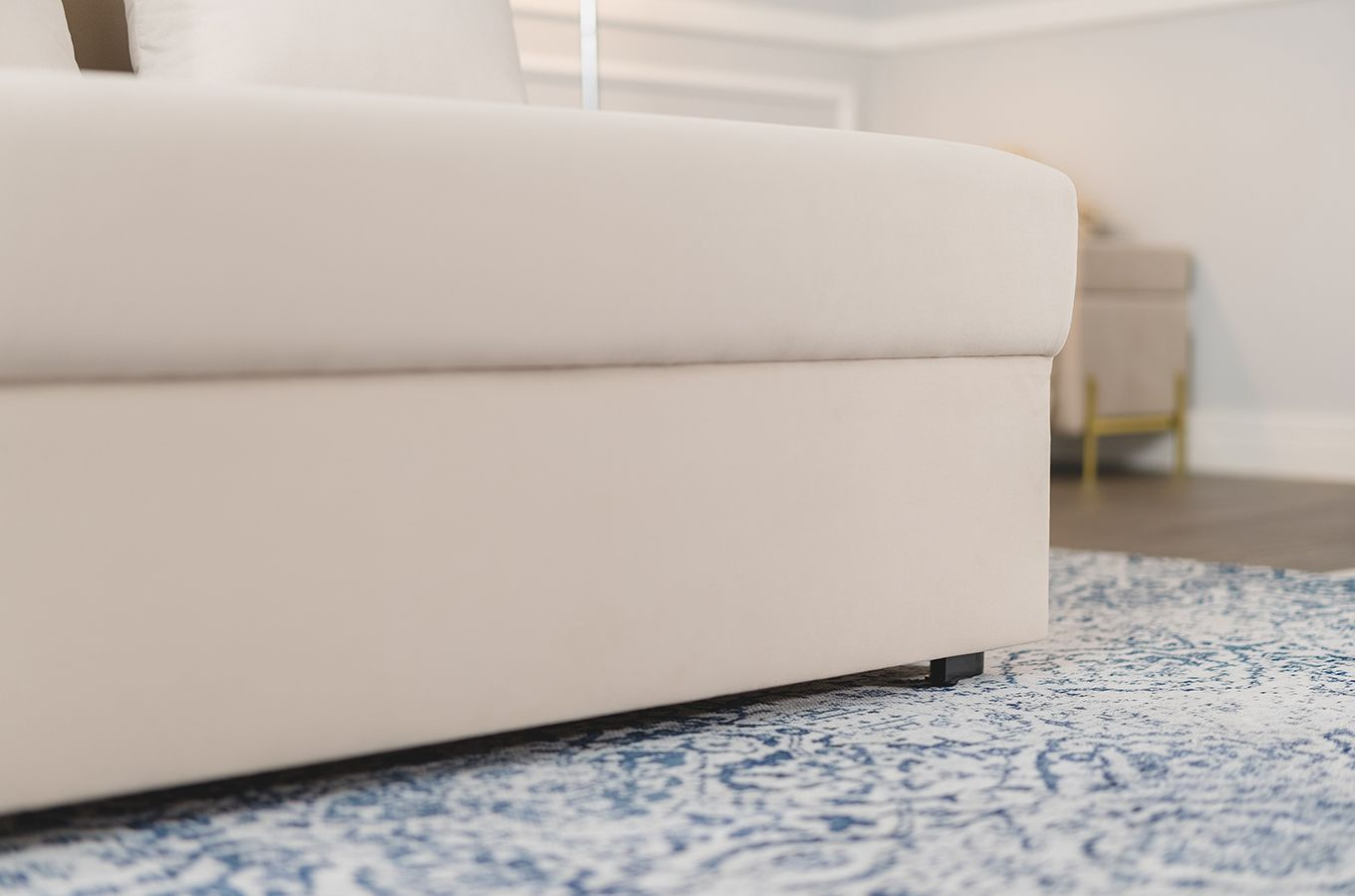 Nowoczesna rozkładana sofa Dancan OLGA z funkcją spania i pojemnikiem na pościel / 4 szerokości + 5 kolorów do wyboru!