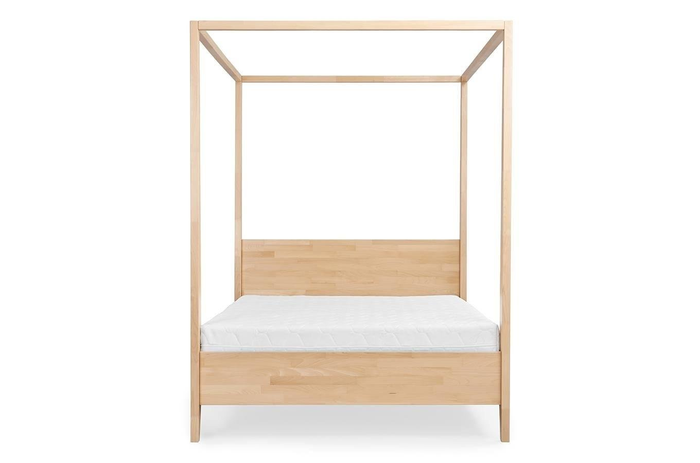 Łóżko drewniane bukowe z baldachimem Visby CANOPY / 160x200 cm, kolor orzech