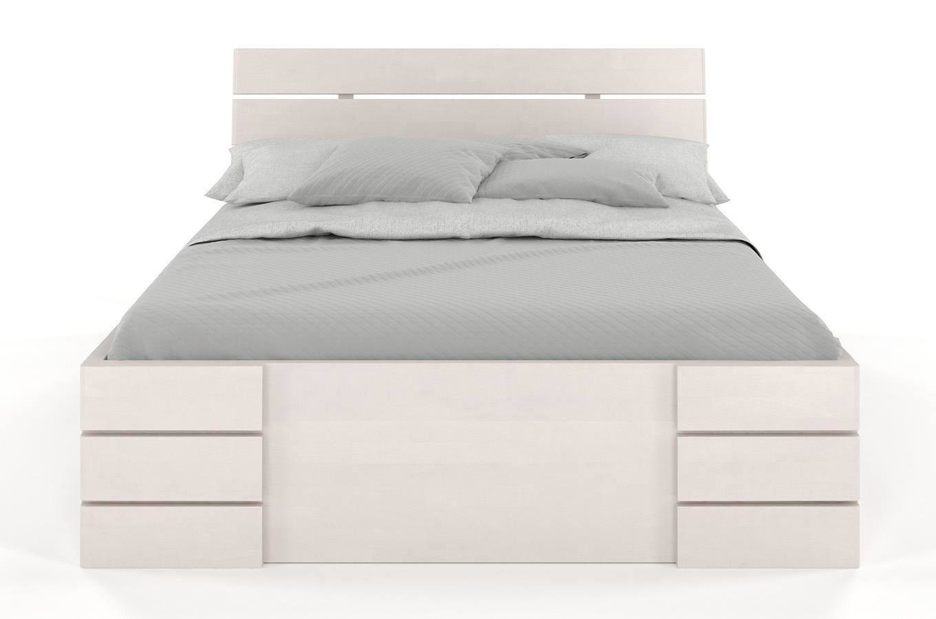 Łóżko drewniane bukowe Visby Sandemo High Drawers (z szufladami) / 90x200 cm, kolor orzech