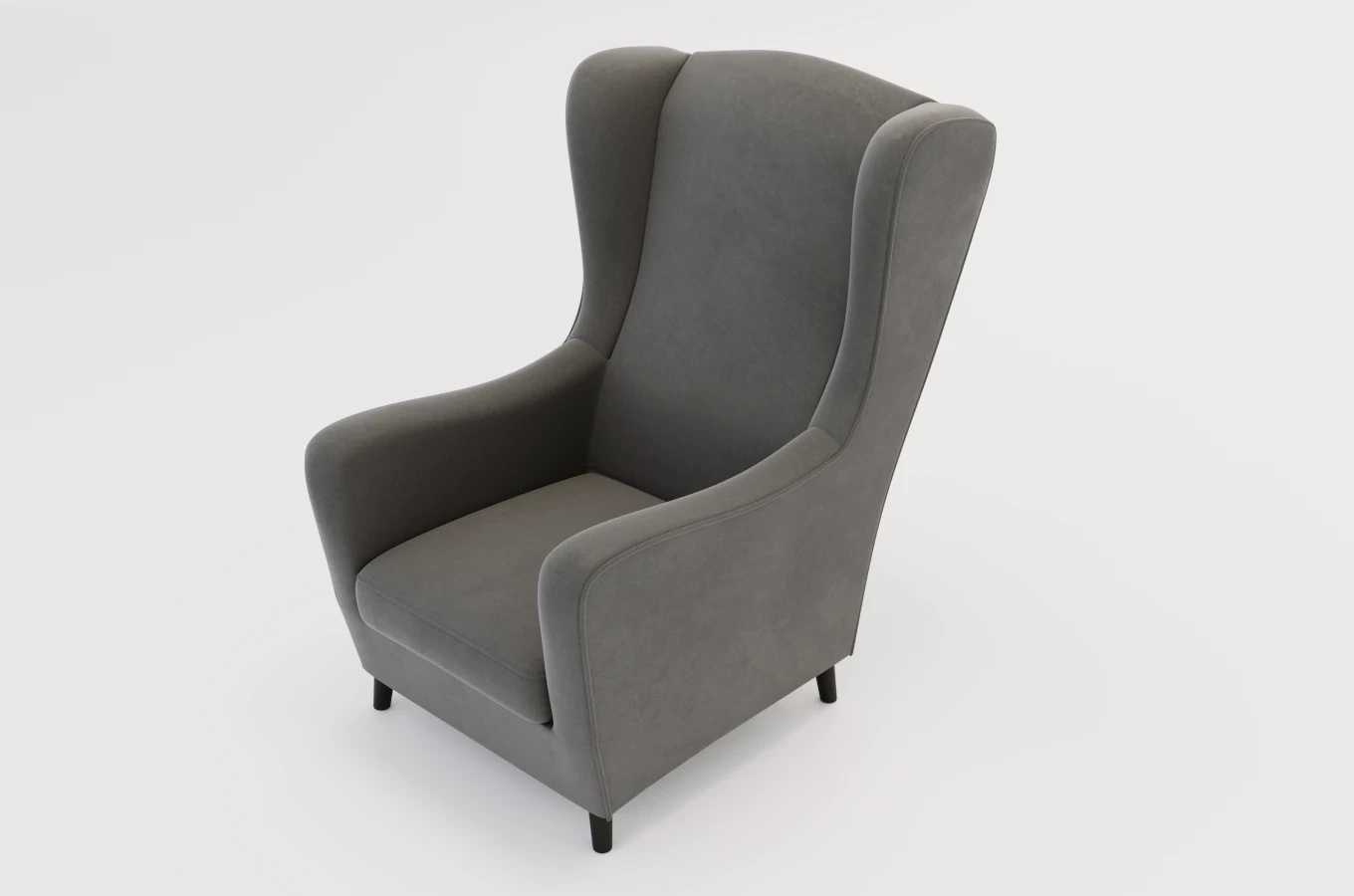 Szary fotel uszak Skandica AGNETA / nóżki czarne