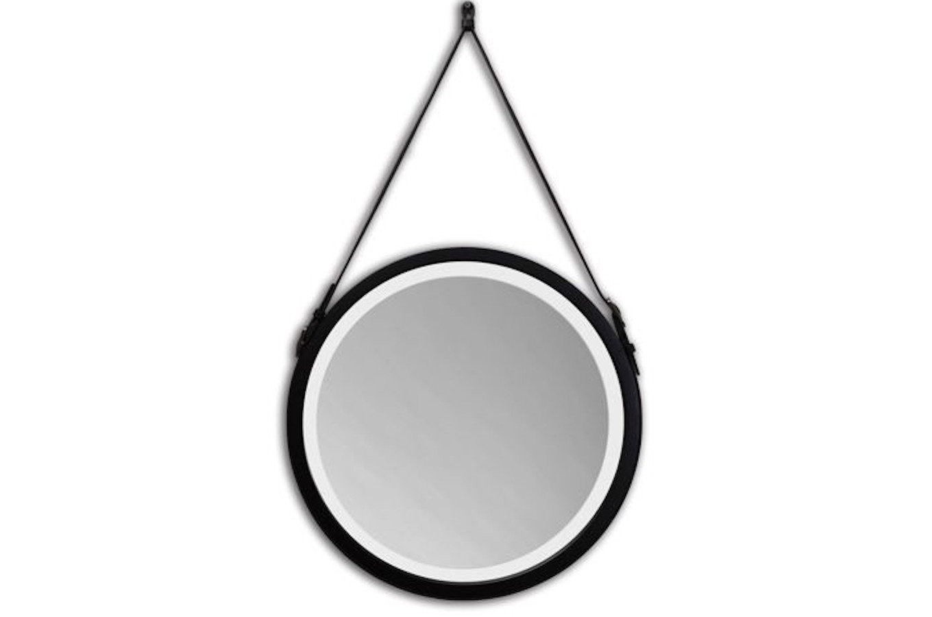 Okrągłe lustro na pasku BELT z oświetleniem LED / rama dostępna w 5 kolorach