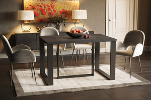 Nowoczesny rozkładany stół BORYS MAX na metalowych nogach 130-330 x 85 cm (ciemny beton)