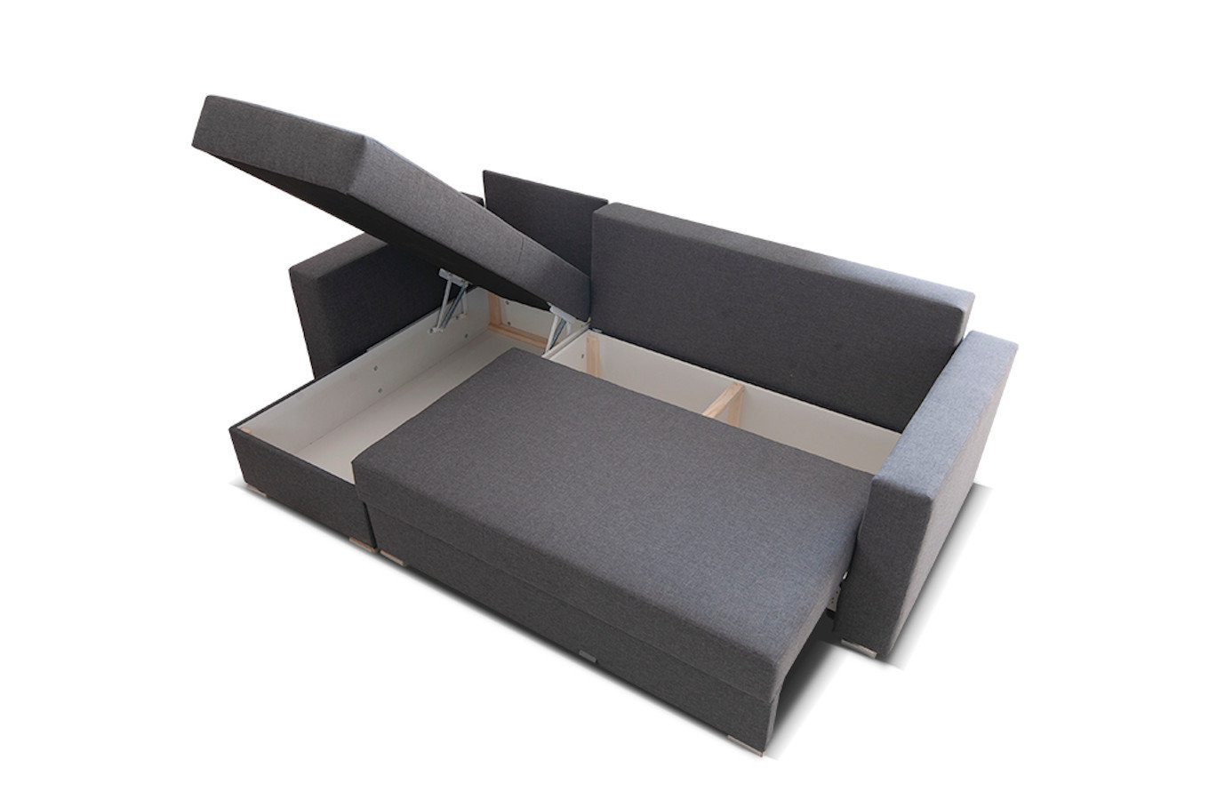 Nowoczesny narożnik ALESIO z funkcją spania i pojemnikiem na pościel
