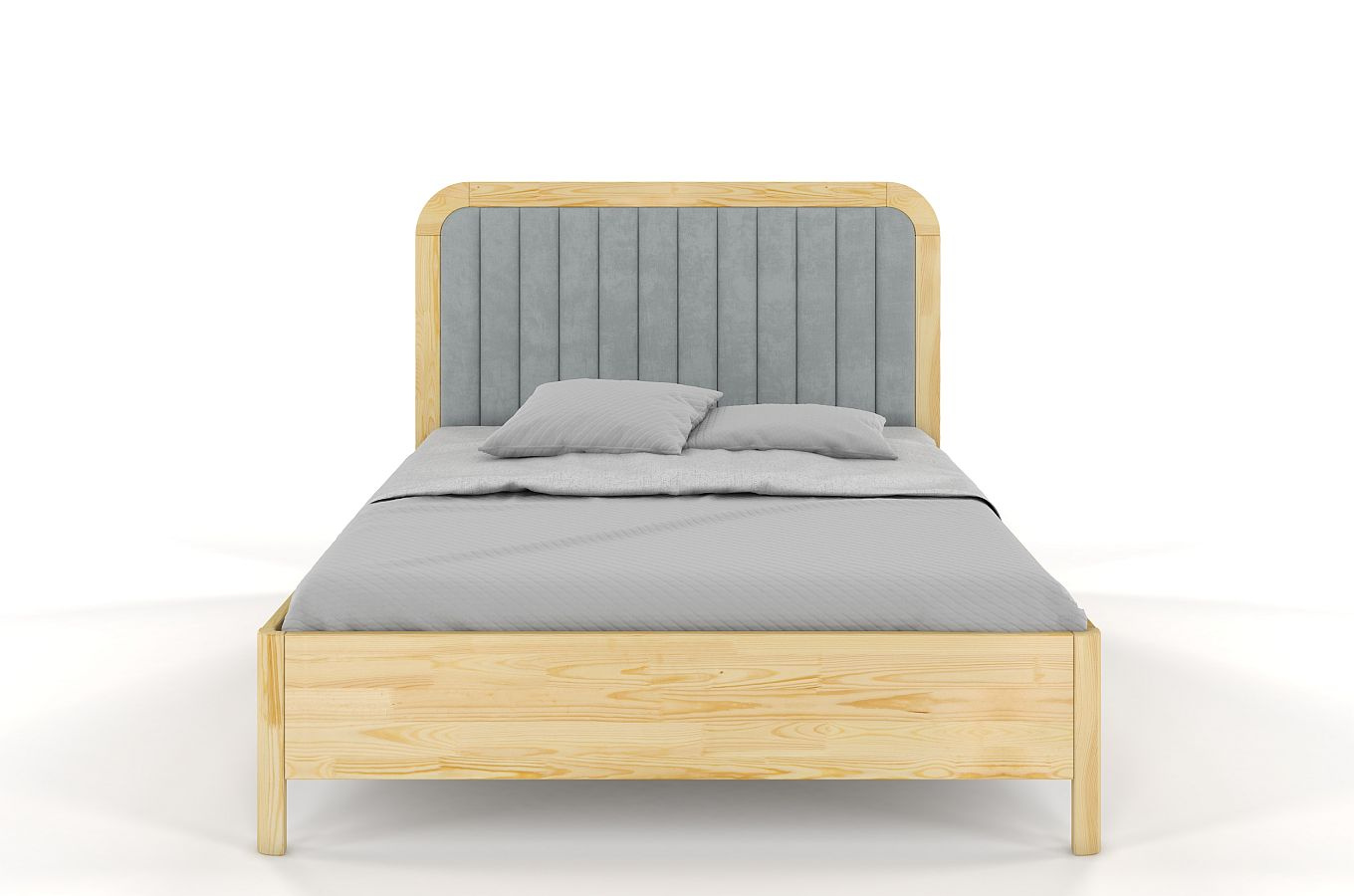 Tapicerowane łóżko drewniane sosnowe Visby MODENA BC z wysokim zagłówkiem (skrzynia na pościel)