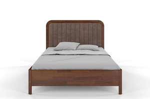 Tapicerowane łóżko drewniane sosnowe Visby MODENA z wysokim zagłówkiem / 180x200 cm, kolor orzech, zagłówek Casablanca 2306