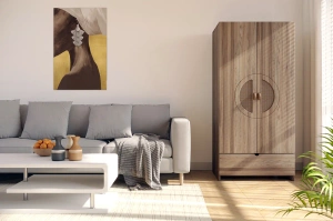 Drewniana szafa dębowa z rattanem Skandica HARMARK 2D1S