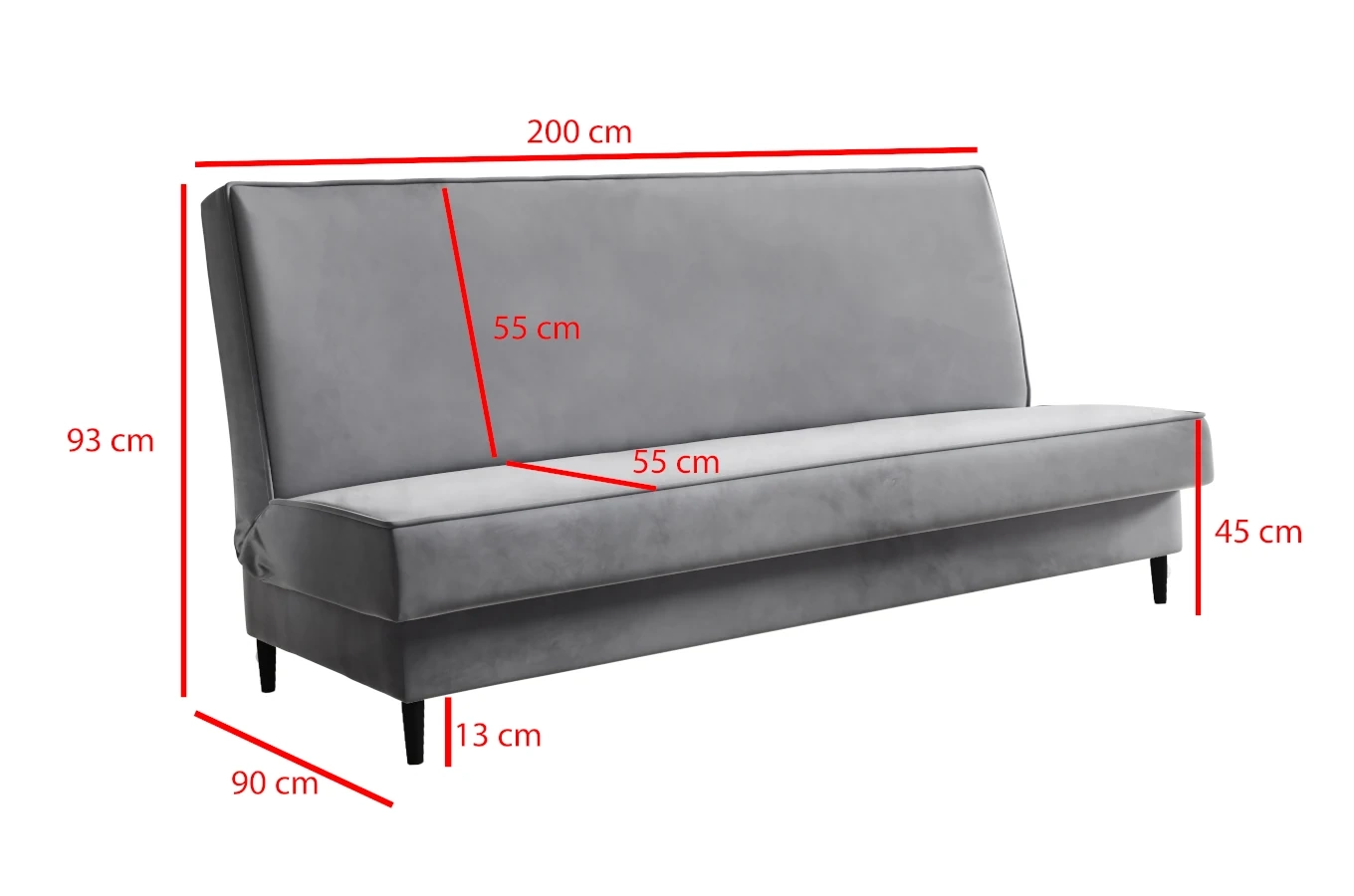 Nowoczesna sofa GOJA w skandynawskim stylu z funkcją spania i pojemnikiem na pościel