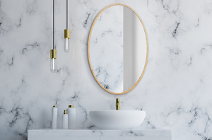 Owalne lustro OVAL Natural / rama w kolorze naturalnym