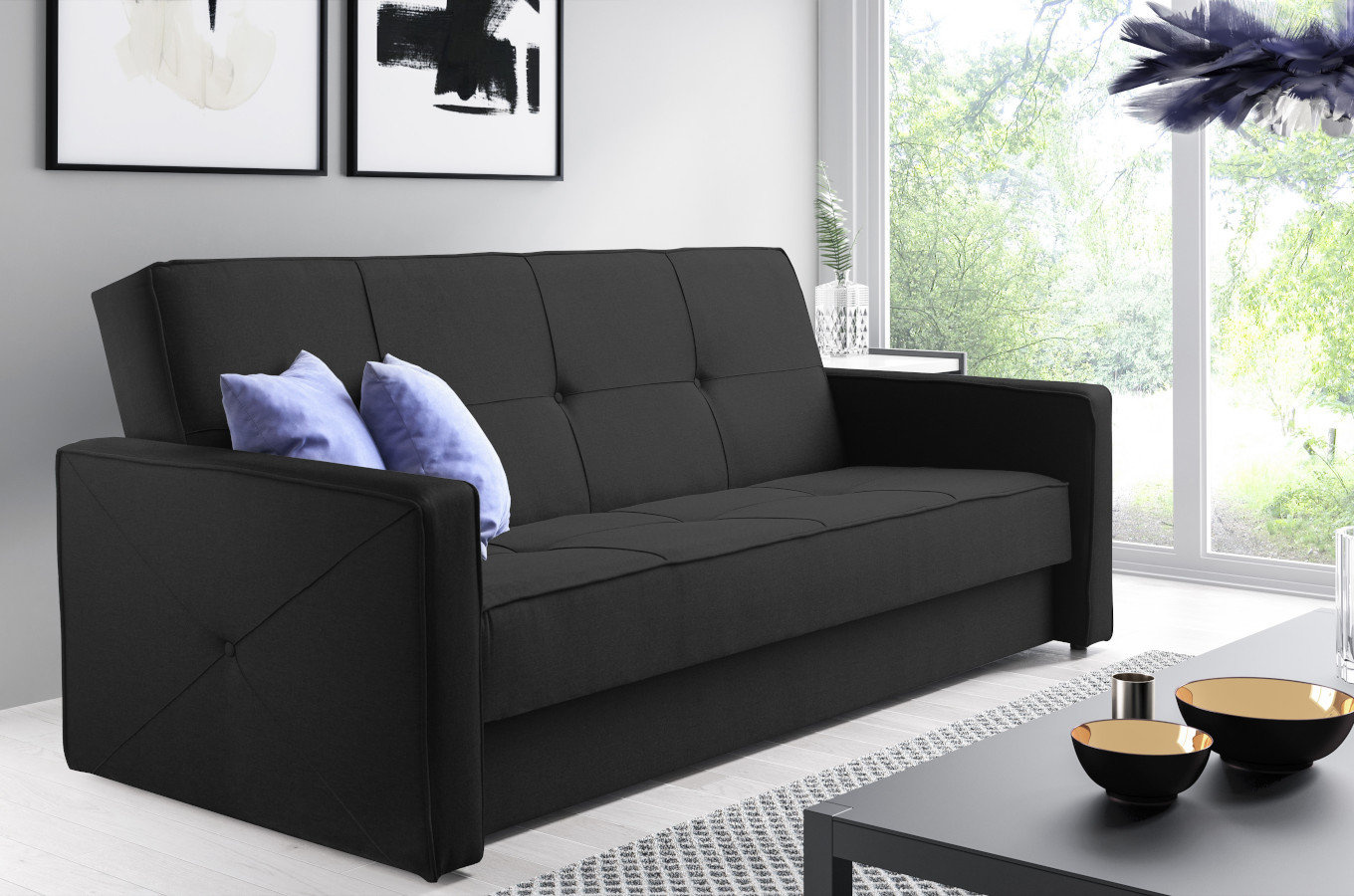 Elegancka sofa ALICJA z funkcją spania i pojemnikiem na pościel
