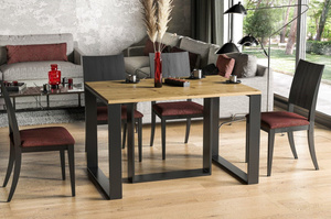 Nowoczesny rozkładany stół BORYS na metalowych nogach 130-210 x 80 cm (dąb artisan)