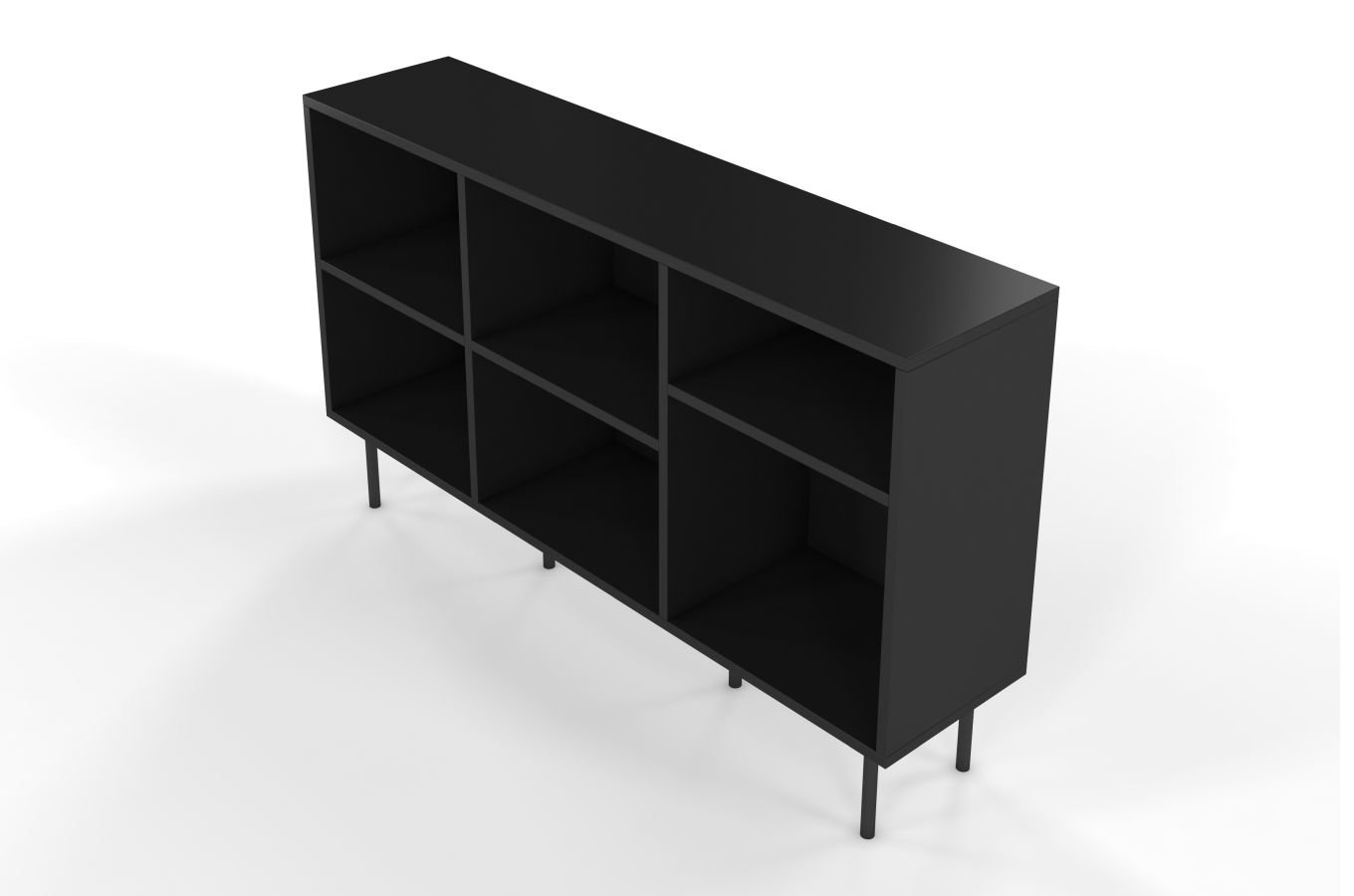 Otwarta komoda / regał w czarnym kolorze Dancan MIRKA / szer. 130 cm