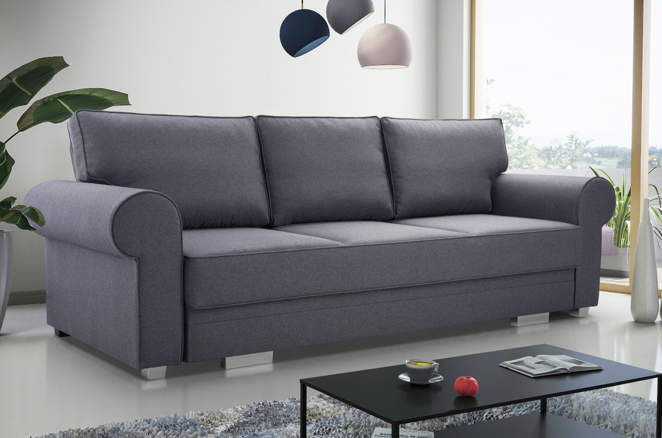 Elegancka rozkładana sofa CHESTER z pojemnikiem na pościel