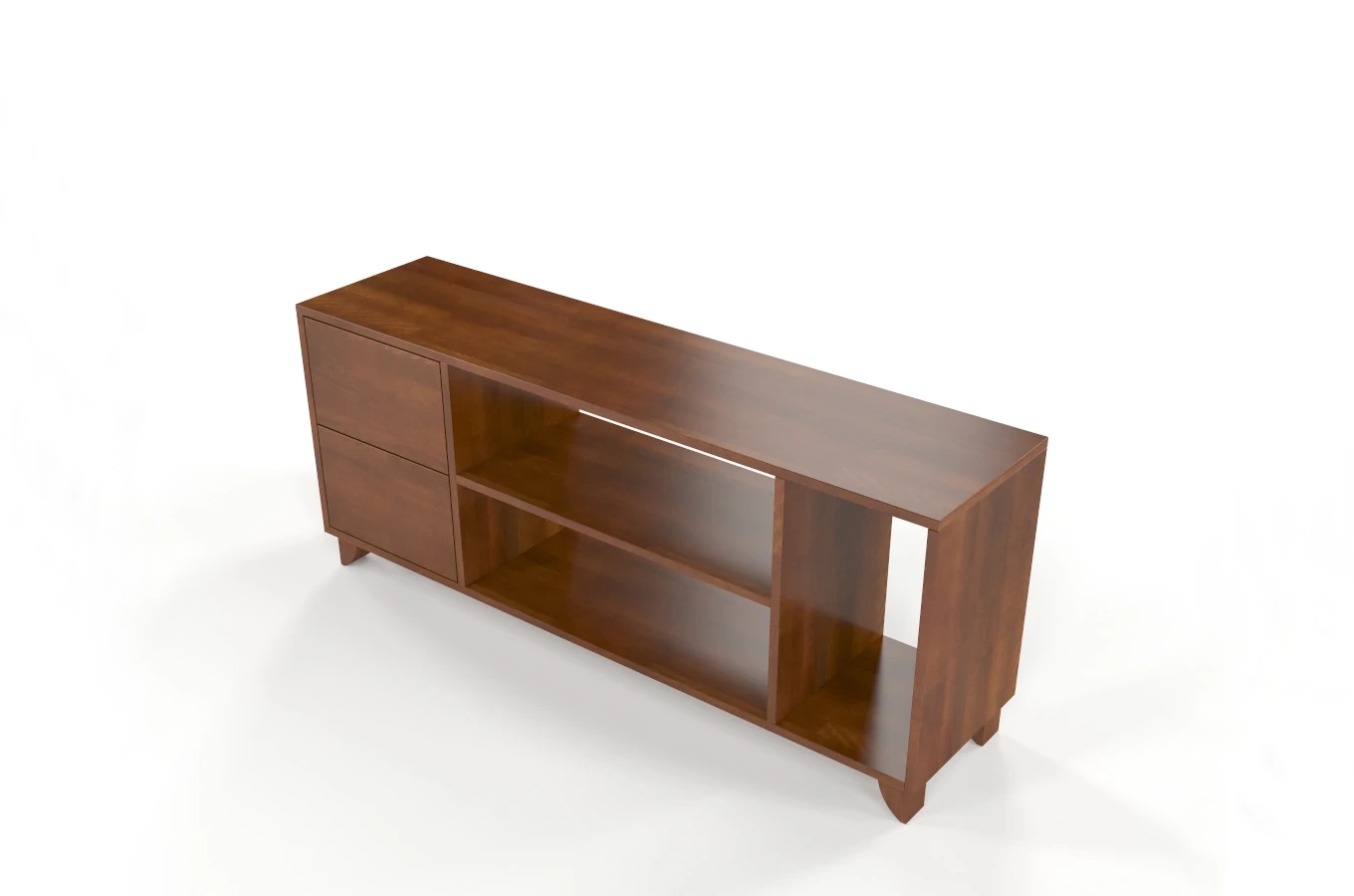 Drewniana szafka RTV bukowa Visby VIVECA na nóżkach / orzech