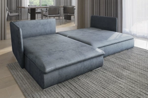 Nowoczesny narożnik SELAVI z funkcją spania i pojemnikiem na pościel