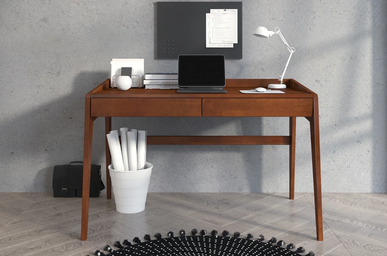 Drewniane bukowe biurko / toaletka z szufladami Visby LISA / 125x70 cm