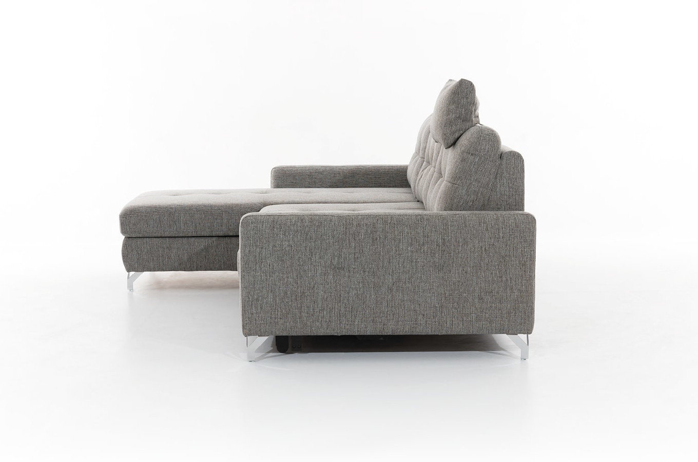 Elegancki tapicerowany narożnik FURLO z funkcją spania i pojemnikiem na pościel