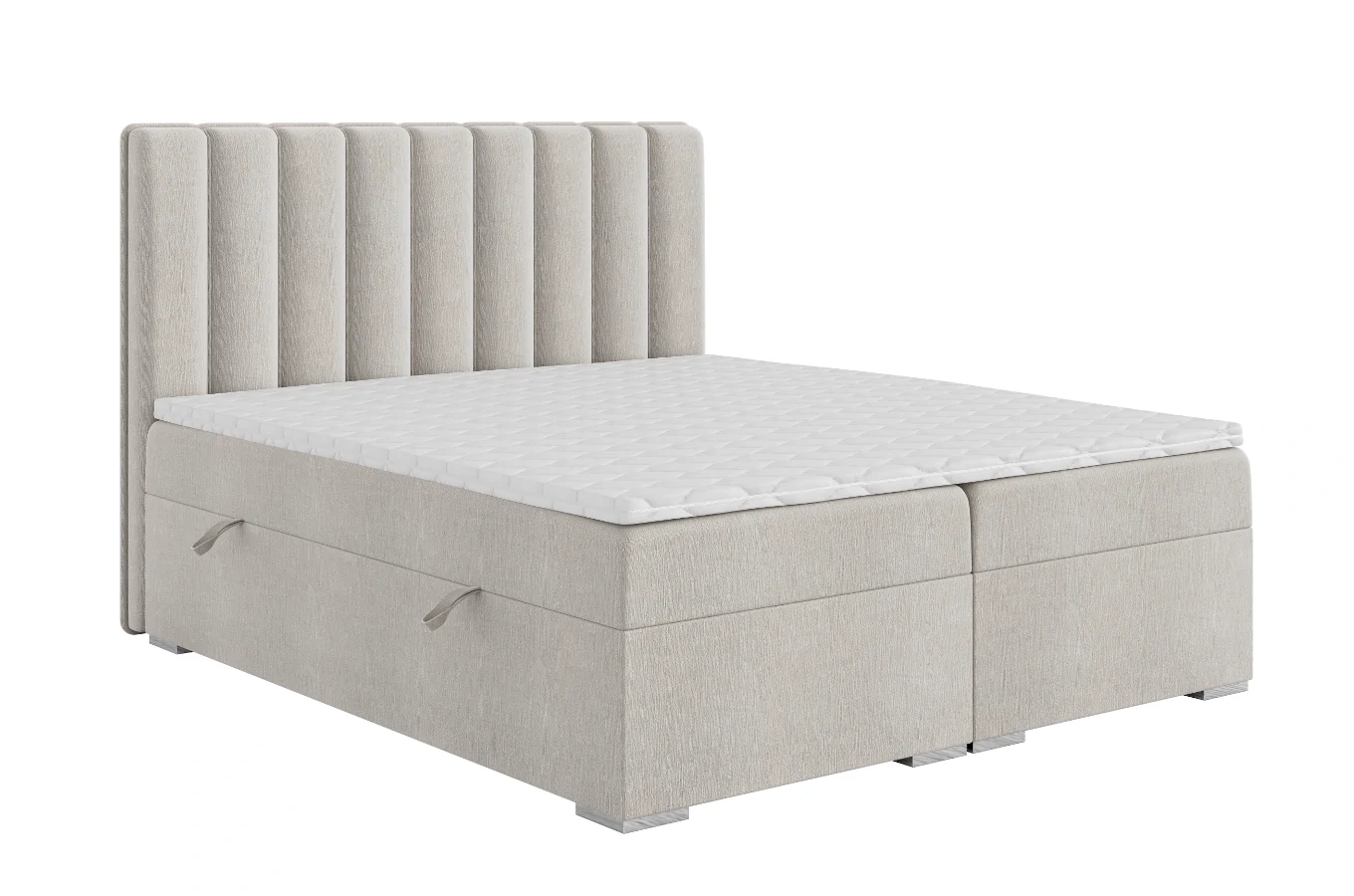 Eleganckie tapicerowane łóżko kontynentalne do sypialni CAREN z pojemnikiem na pościel