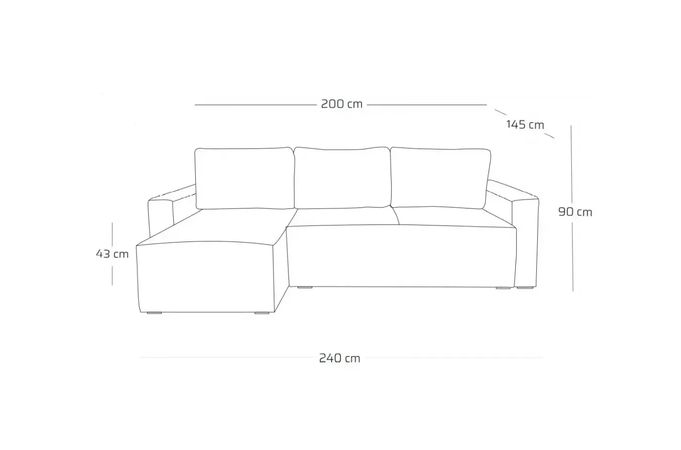 Nowoczesny narożnik MOCCA z funkcją spania i pojemnikiem na pościel